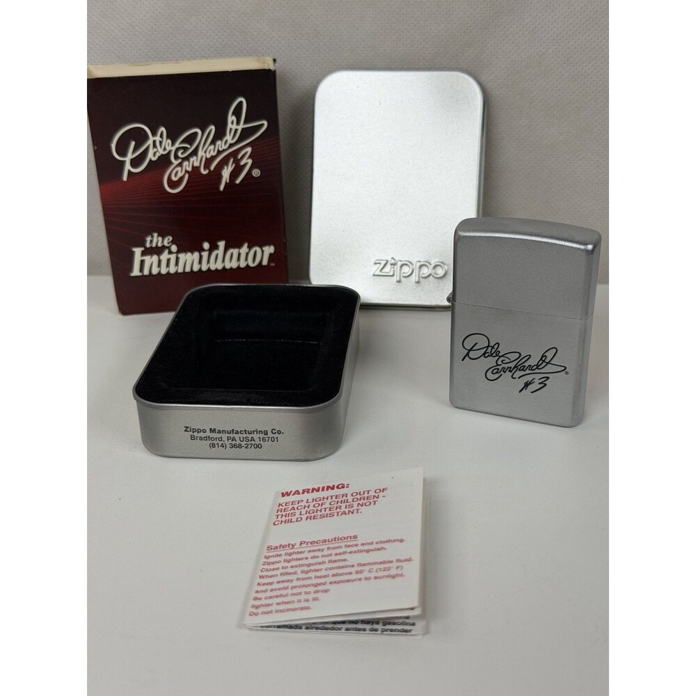 Vintage Dale Earnhardt Sr 3 The Intimidator Zippo Lighter Complete Set Sleeve